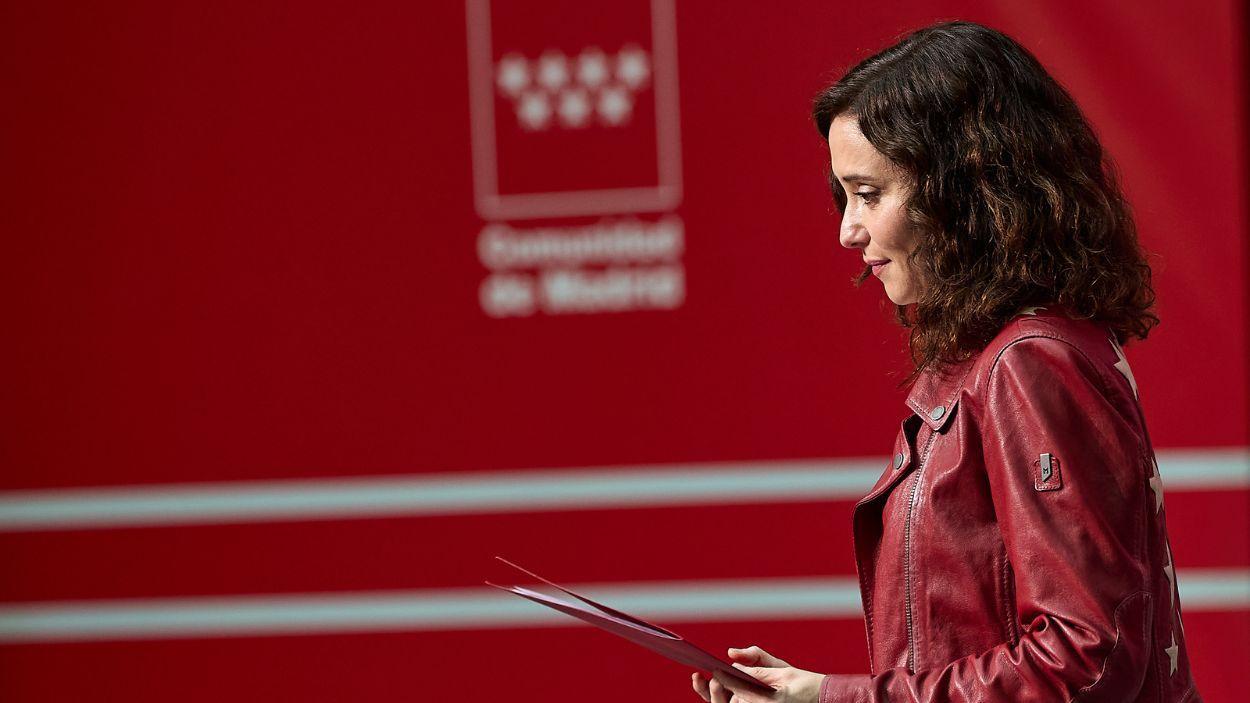 La presidenta de la Comunidad de Madrid, Isabel Díaz Ayuso, en la Real Casa de Correos. EP.