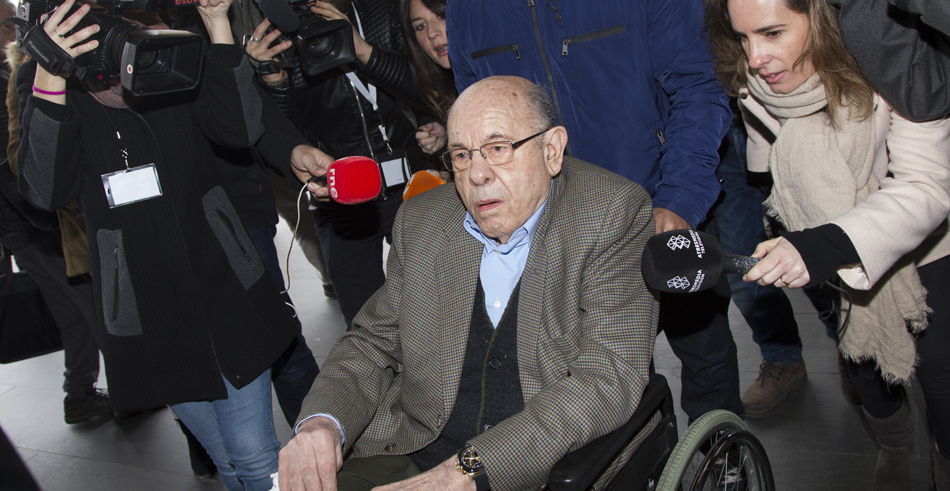 El expresidente del Palau de la Música Félix Millet, a su llegada a la Ciutat de la Justicia.