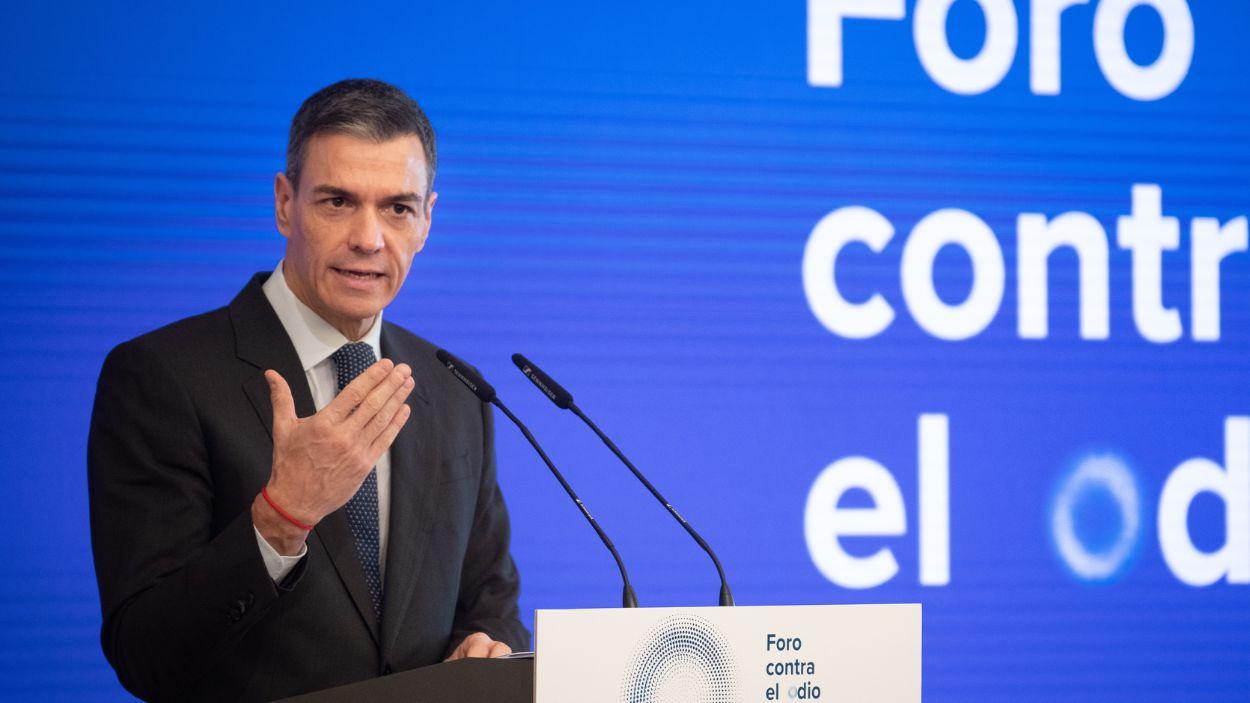 El presidente del Gobierno, Pedro Sánchez, inaugura el I Foro contra el Odio. EP