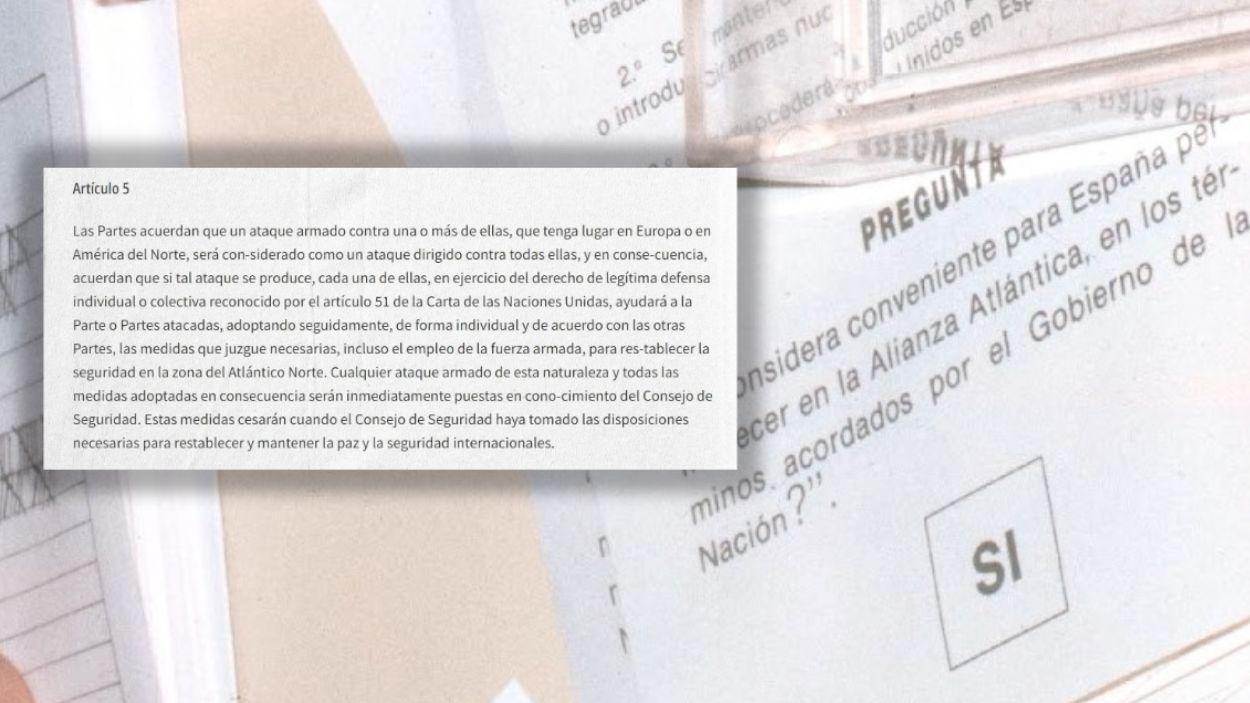 Fotomontaje con el artículo 5 de la OTAN. Elaboración propia.