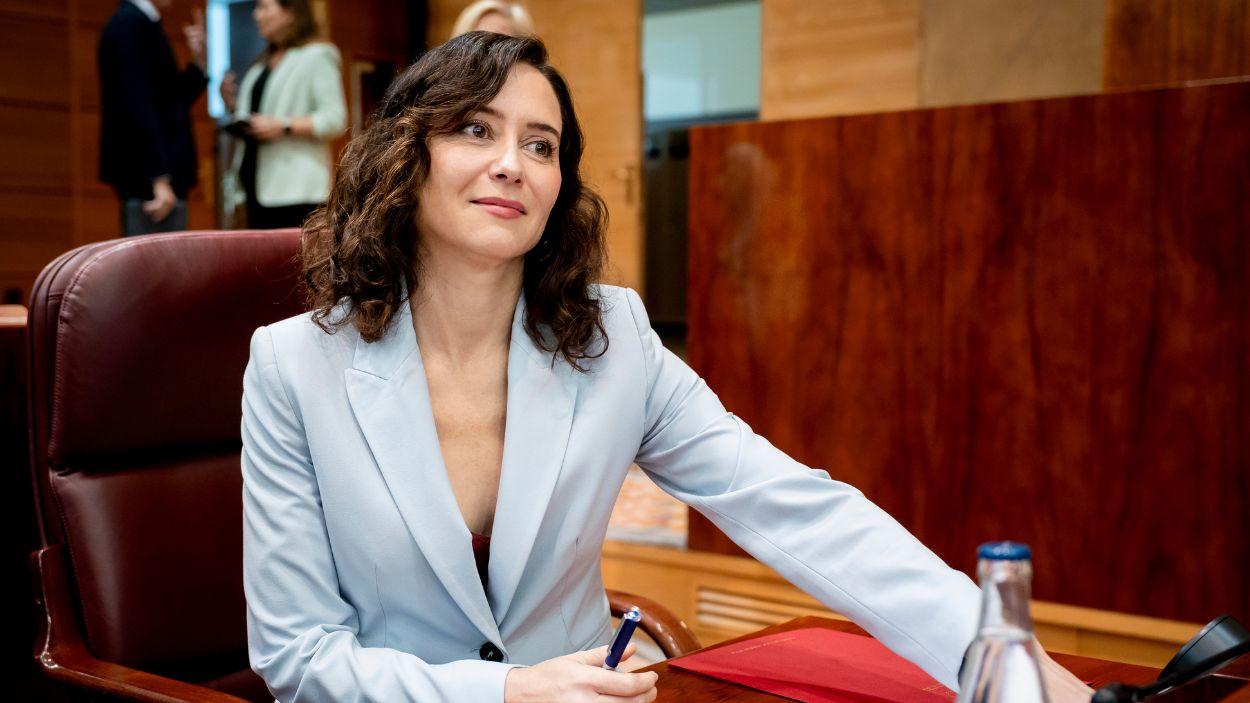 La presidenta de la Comunidad de Madrid, Isabel Díaz Ayuso, durante una sesión plenaria en la Asamblea de Madrid, a 12 de marzo de 2026. EP.