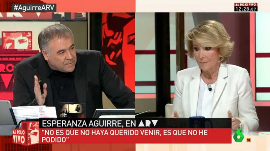 Ferreras y Esperanza Aguirre discuten en 'Al Rojo Vivo'.