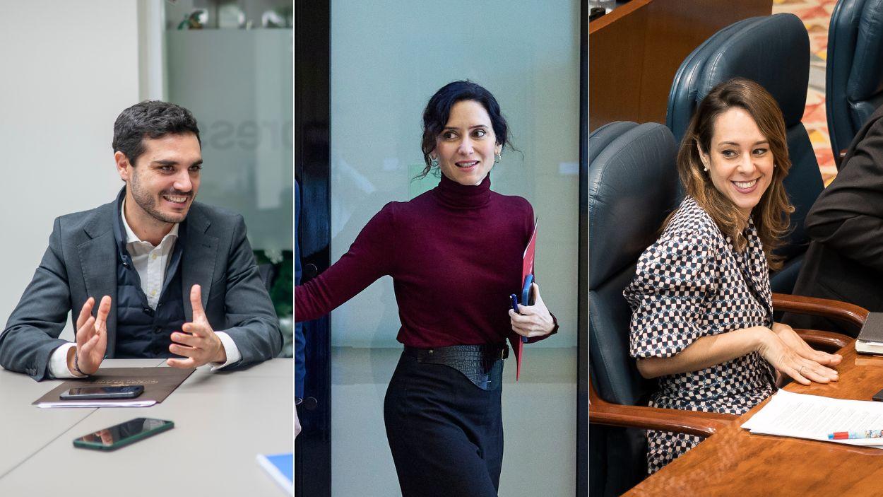 El alcalde de Torrejón de Ardoz, Alejandro Navarro, la presidenta de la Comunidad de Madrid, Isabel Díaz Ayuso, y la diputada del PP en la Asamblea Ainhoa García. EP