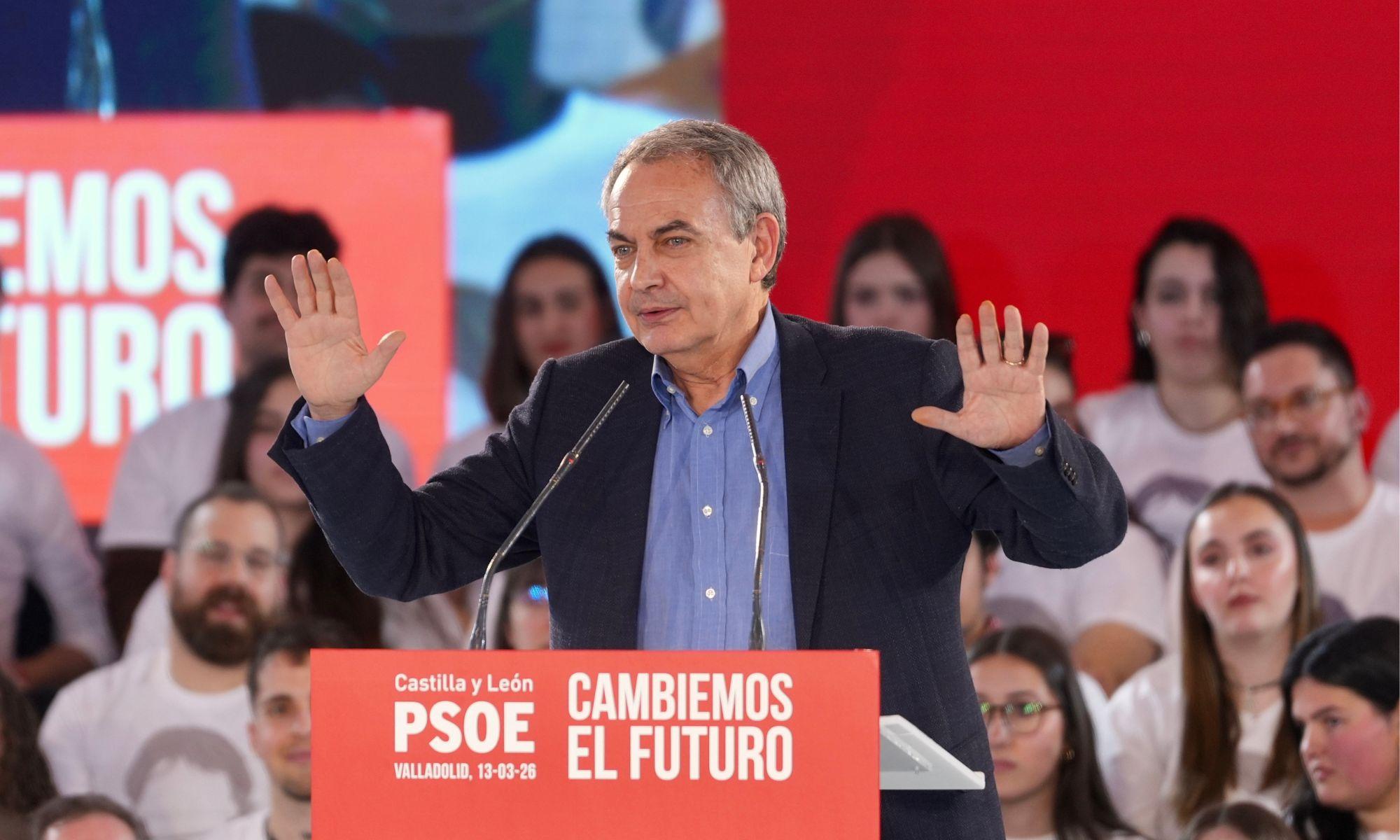 El expresidente del Gobierno, José Luis Rodríguez Zapatero, en el cierre de campaña del PSOE de Castilla y León desde Valladolid. EP.