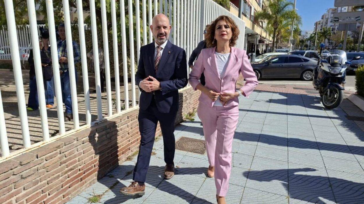 La candidata del PSOE A a la Junta de Andalucía y vicepresidenta primera del Gobierno, María Jesús Montero, en Málaga. PSOE Málaga.