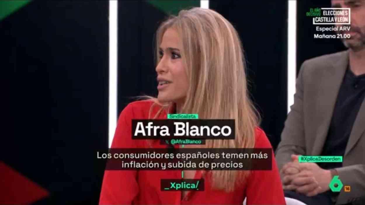 La sindicalista Afra Blanco durante su intervención en el programa de ‘laSexta Xplica’. LaSexta.