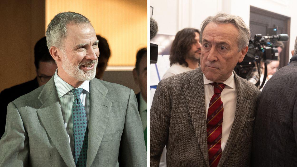 El rey Felipe VI y el eurodiputado de Vox Hermann Tertsch en un fotomontaje. Elaboración propia.