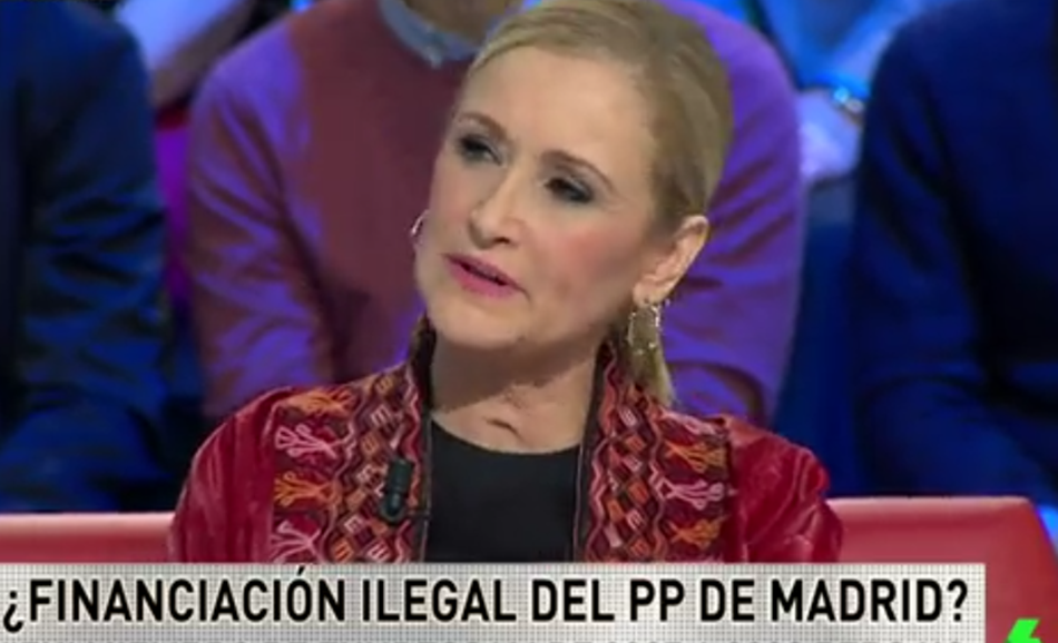 La presidenta de la Comunidad de Madrid, Cristina Cifuentes, en el plató de La Sexta Noche. 