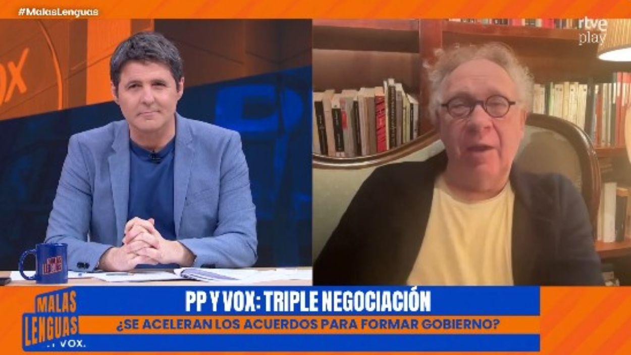 Jesús Cintora y Ernesto Ekaizer. TVE