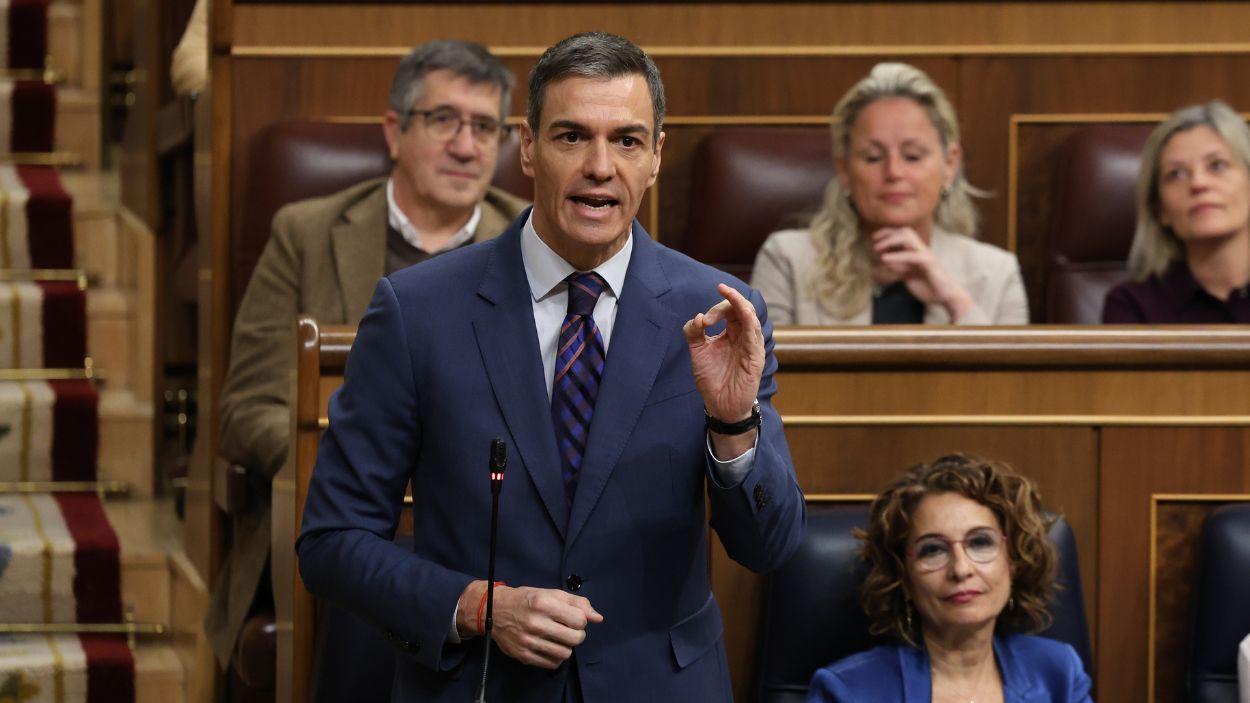 El presidente del Gobierno, Pedro Sánchez, en la sesión de control del Congreso. EP