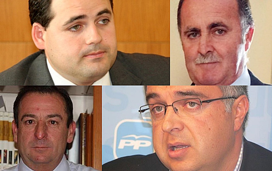 De izquierda a derecha, los alcaldes de Almansa, Cervera, Illana y Villares.