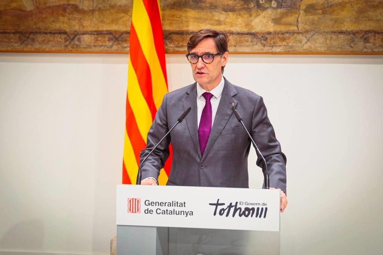 El presidente de la Generalitat, en una declaración institucional desde el Palau de la Generalitat. REMITIDA / HANDOUT por GOVERN