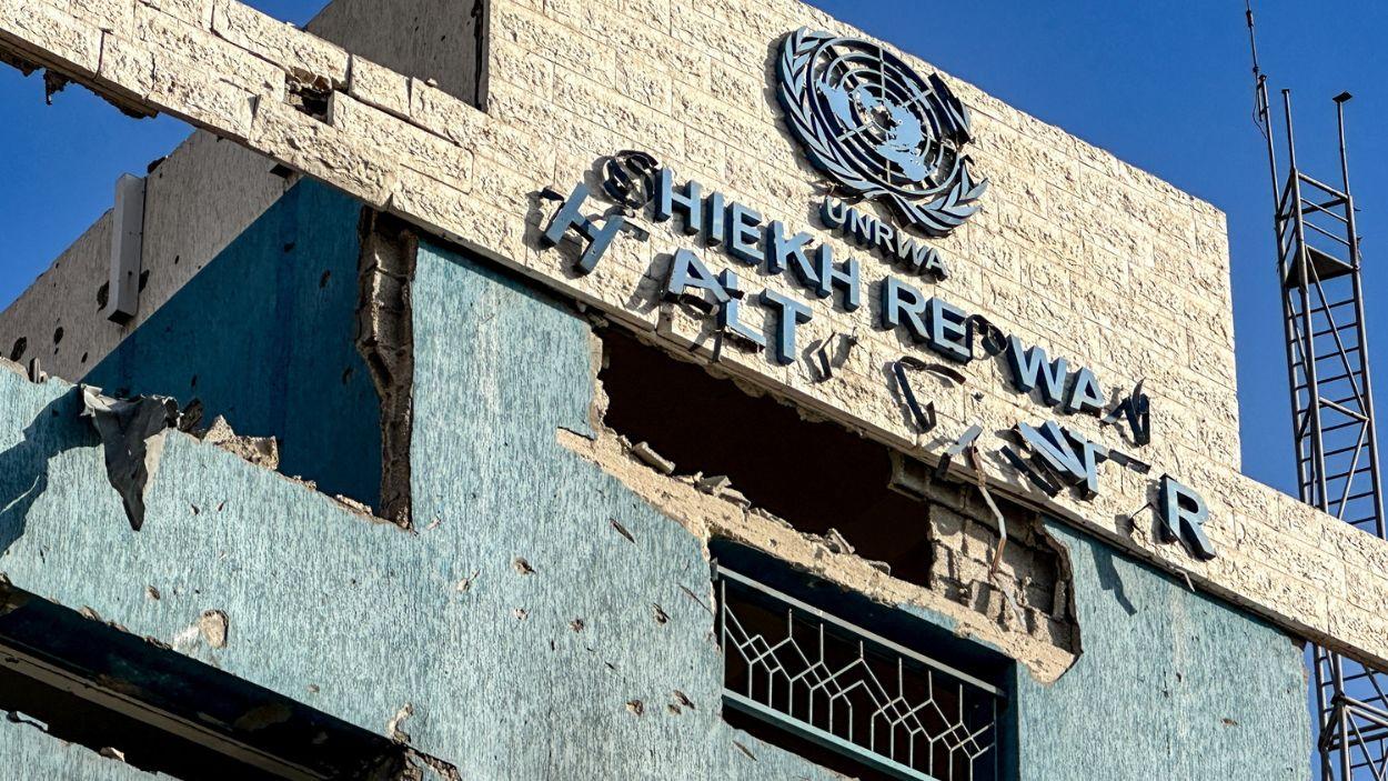 Edificio de la UNRWA bombardeado en Gaza. EP