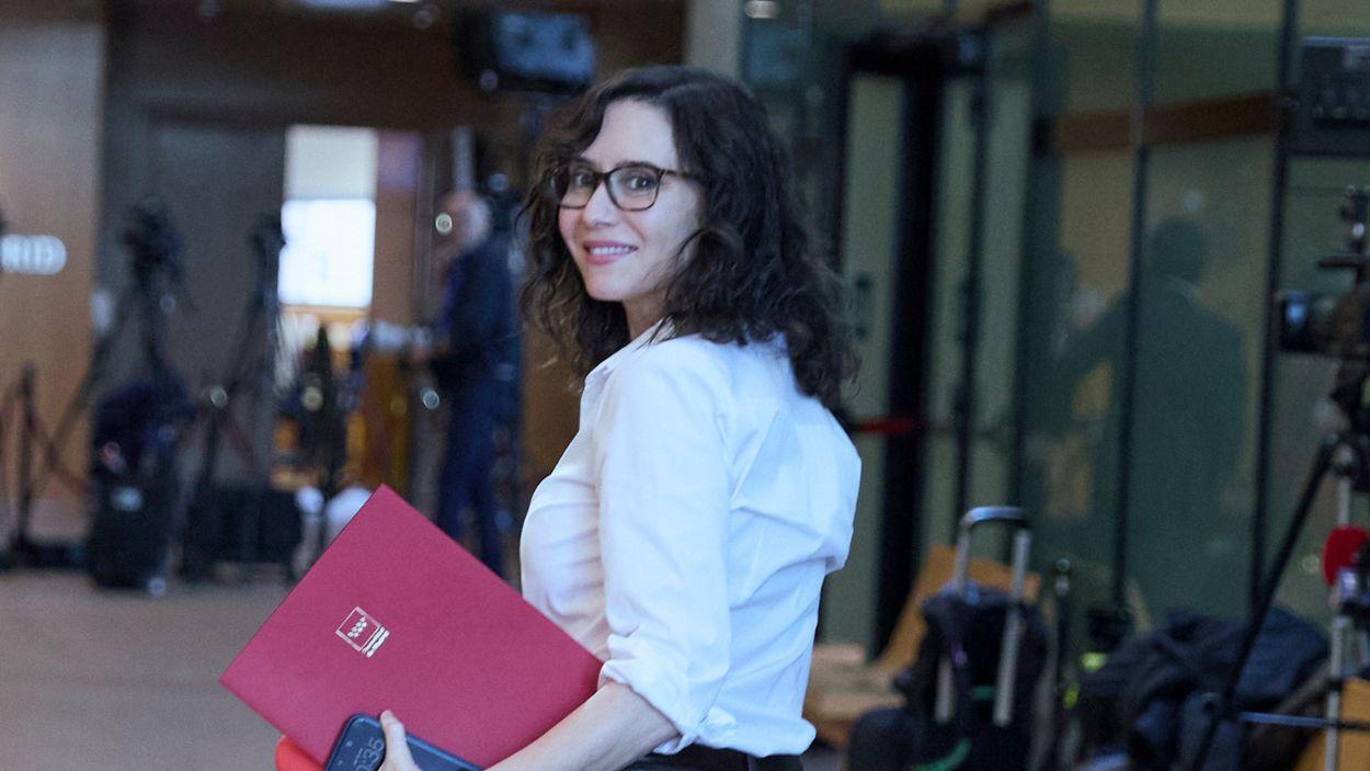 La presidenta de la Comunidad de Madrid, Isabel Díaz Ayuso, en la Asamblea de Madrid. EP