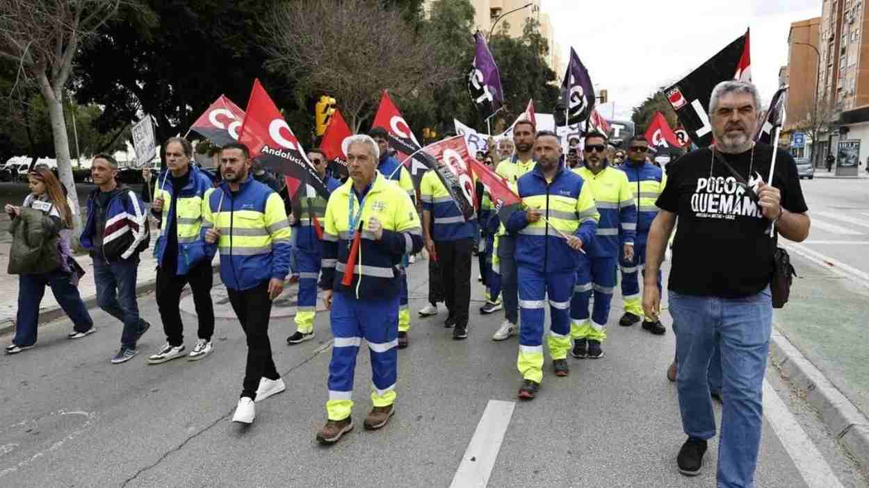 Protesta de los trabajadores de Aqualia en Málaga