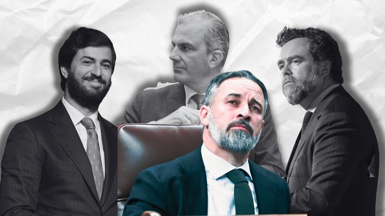 Fotomontaje de Juan García Gallardo, Javier Ortega Smith, Iván Espinosa de los Monteros y Santiago Abascal, de Vox. Elaboración propia M. A.