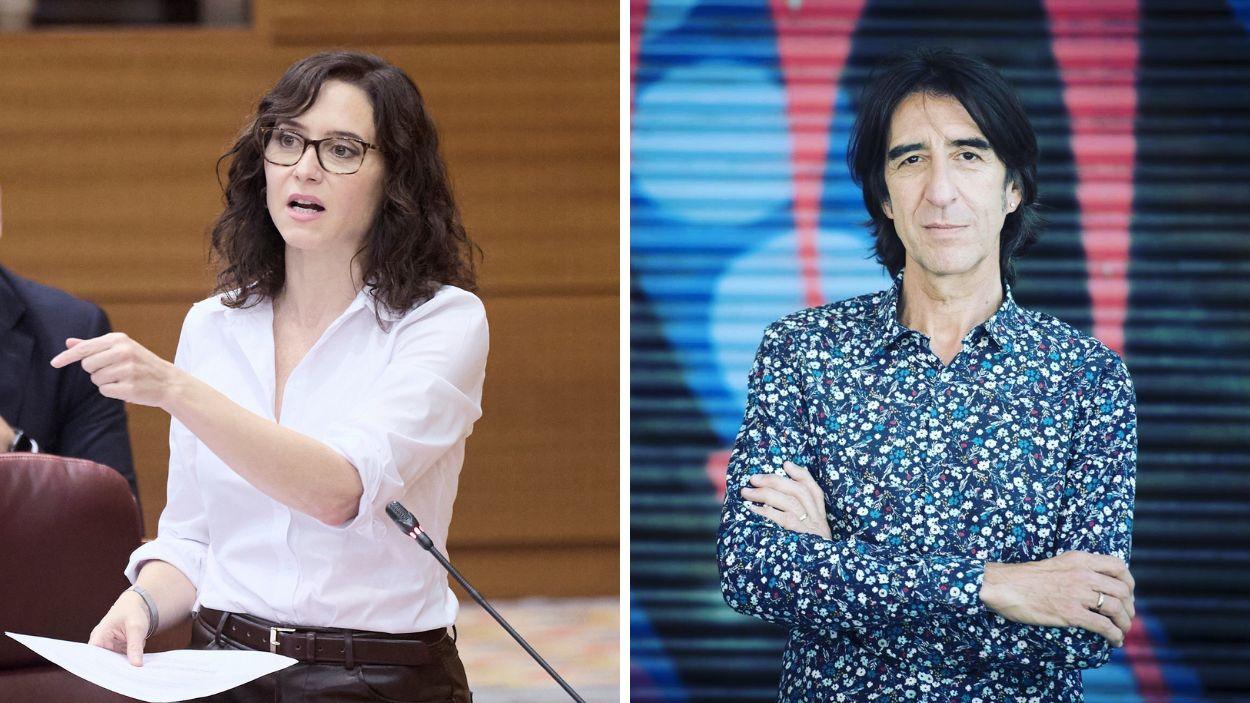 Fotomontaje de la presidenta de la Comunidad de Madrid, Isabel Díaz Ayuso, y el escritor Benjamín Prado. Elaboración propia.