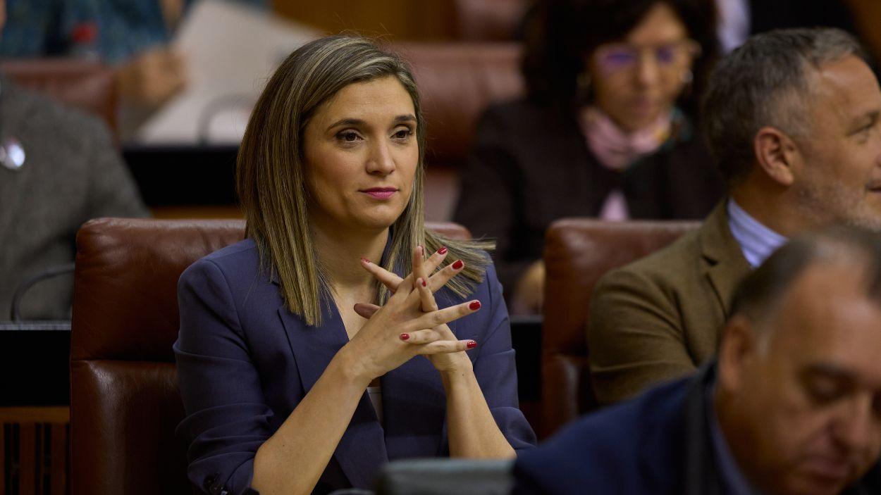 La portavoz del Grupo Socialista, María Márquez, interviene en el Pleno del Parlamento andaluz / Archivo PSOE-A
