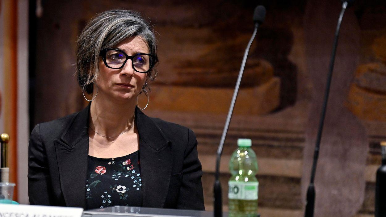 Francesca Albanese, relatora de la ONU sobre los territorios ocupados palestinos durante una intervención. EP.