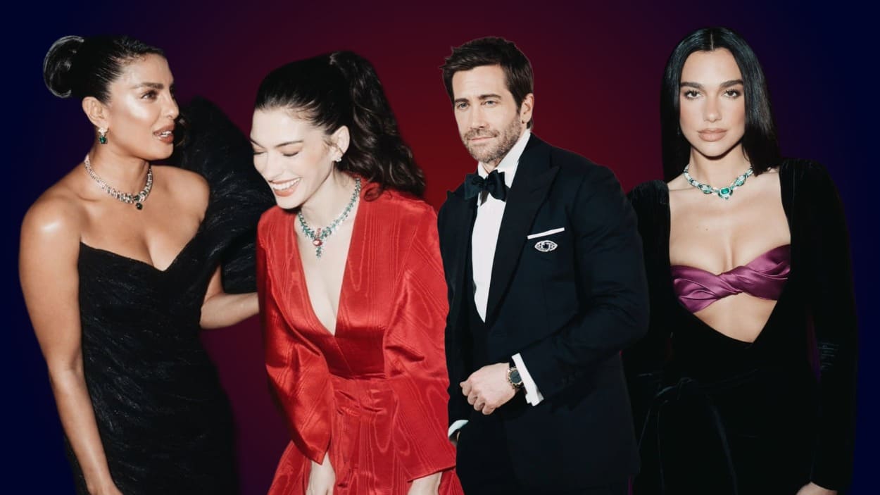 Anne Hathaway, Dua Lipa, Jake Gyllenhaal y Priyanka Chopra Jonas. Cortesía de Bulgari