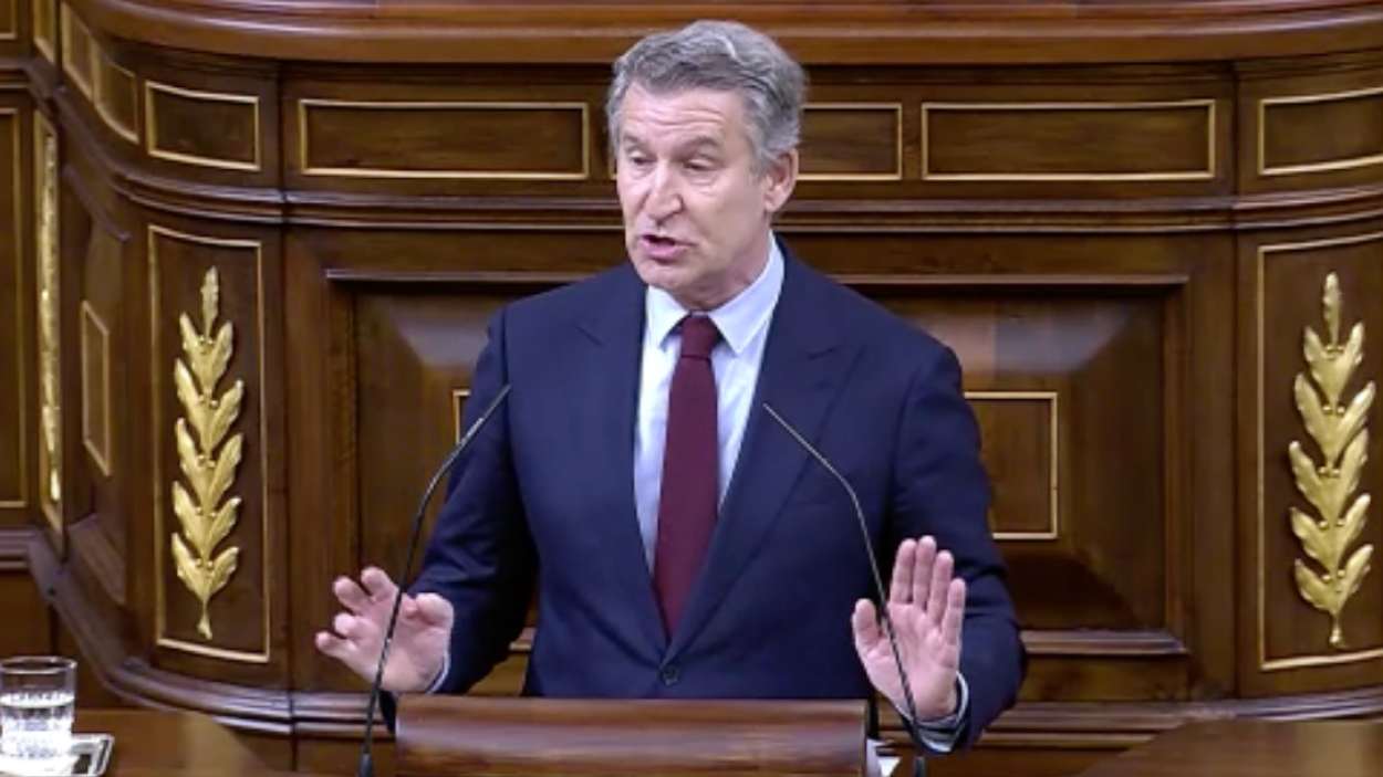 Feijóo pronunciando "Delson Mandela" en la tribuna del Congreso