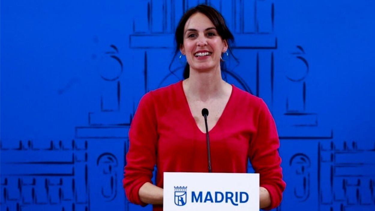 La portavoz de Más Madrid en el Ayuntamiento, Rita Maestre, durante una comparecencia. EP.