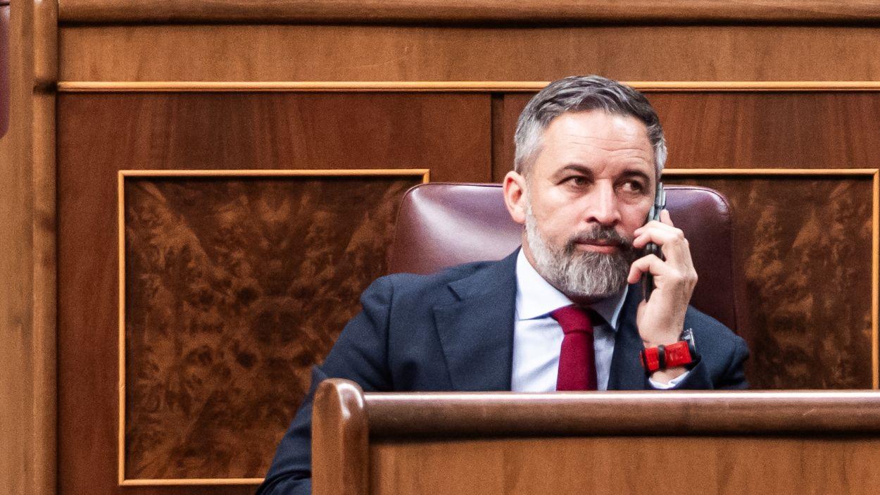 El líder de Vox, Santiago Abascal, durante un Pleno en el Congreso de los Diputados. EP.