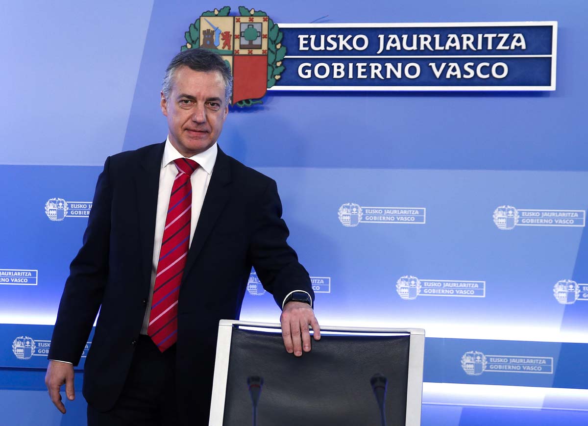 El lehendakari Iñigo Urkullu durante una rueda de prensa