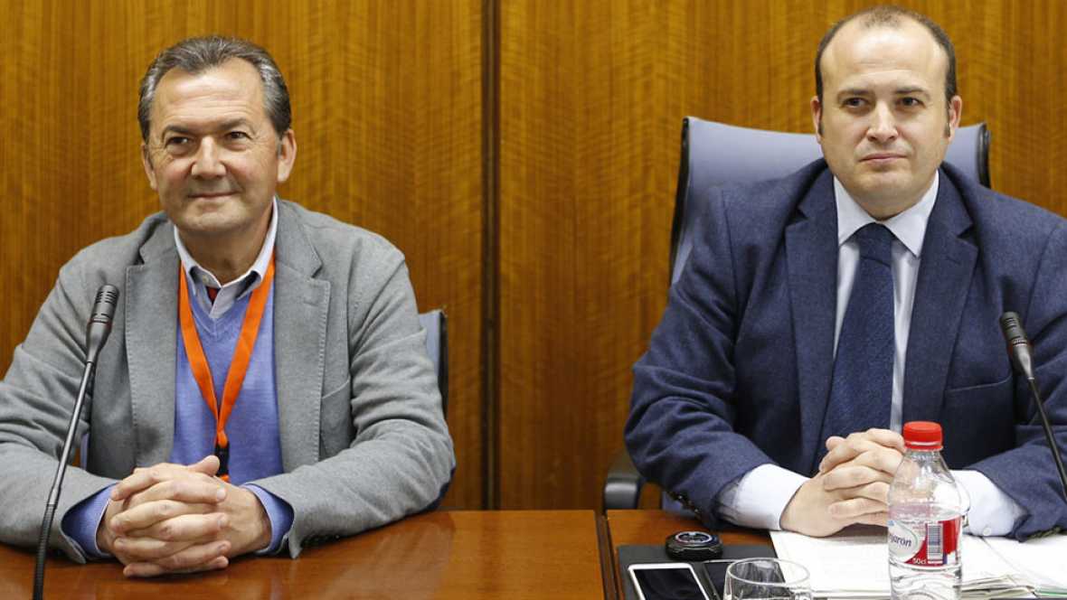 Gonzalo Rodríguez Nevado, a la izquierda, junto a Julio Díaz, presidente de la comisión de investigación de los cursos.