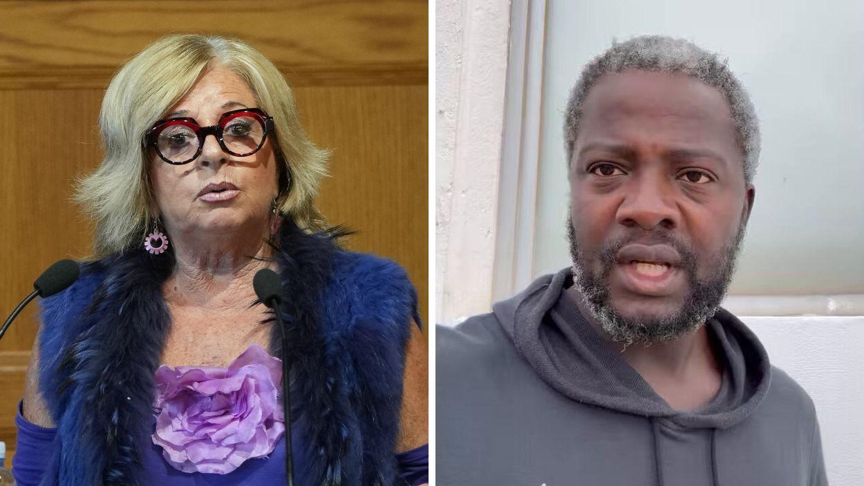 La presidenta de COVITE, Consuelo Ordóñez y Bertrand Ndongo. EP.