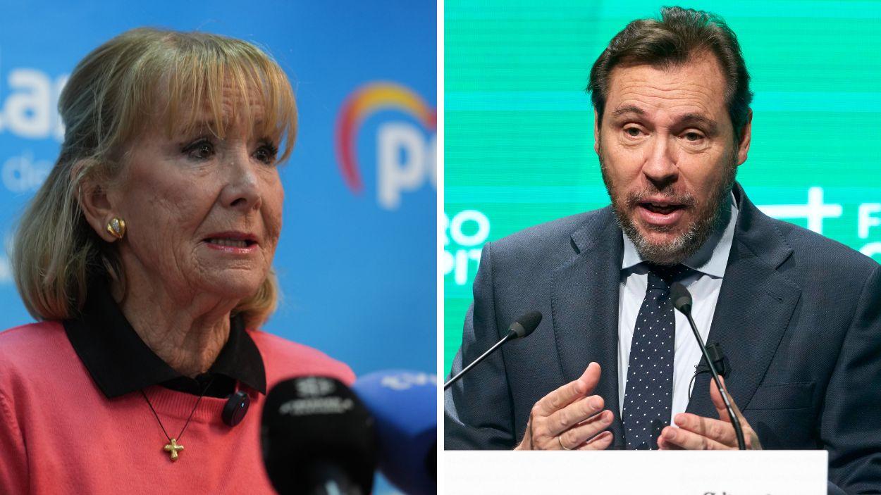 La expresidenta de la Comunidad de Madrid Esperanza Aguirre y el ministro de Transportes, Óscar Puente EP.