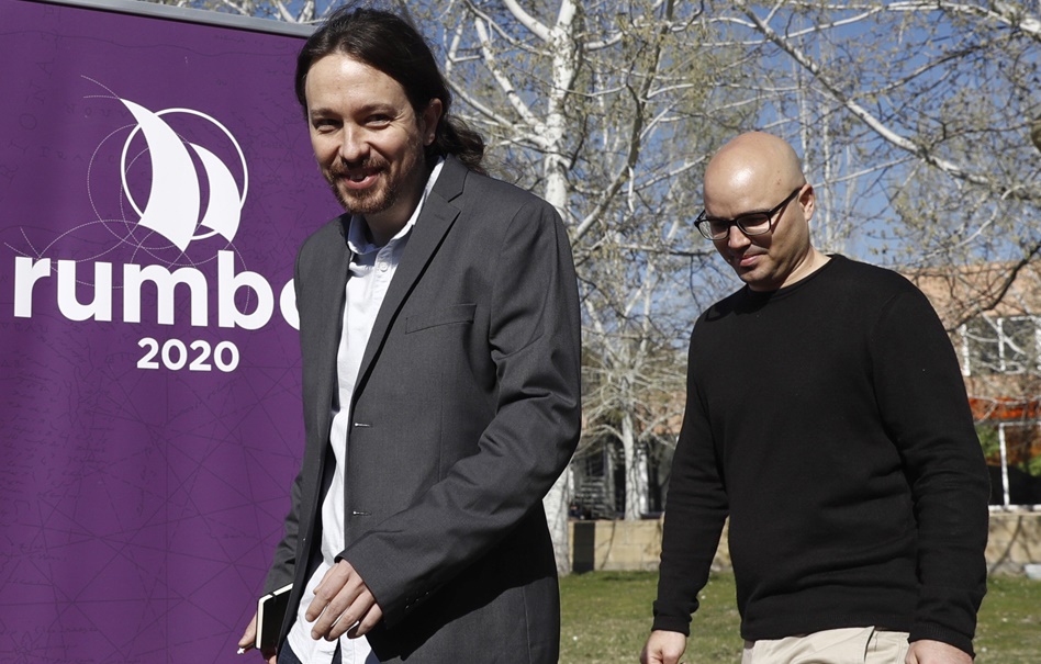El líder de Podemos, Pablo Iglesias, a su llegada a la primera reunión de 'Rumbo 2020'.