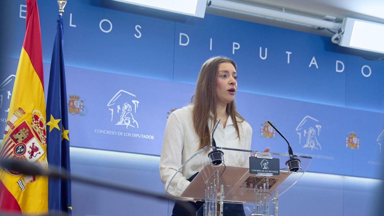 La portavoz del PP en el Congreso, Ester Muñoz, durante una rueda de prensa, en el Congreso de los Diputados, a 31 de marzo de 2026, en Madrid. EP.