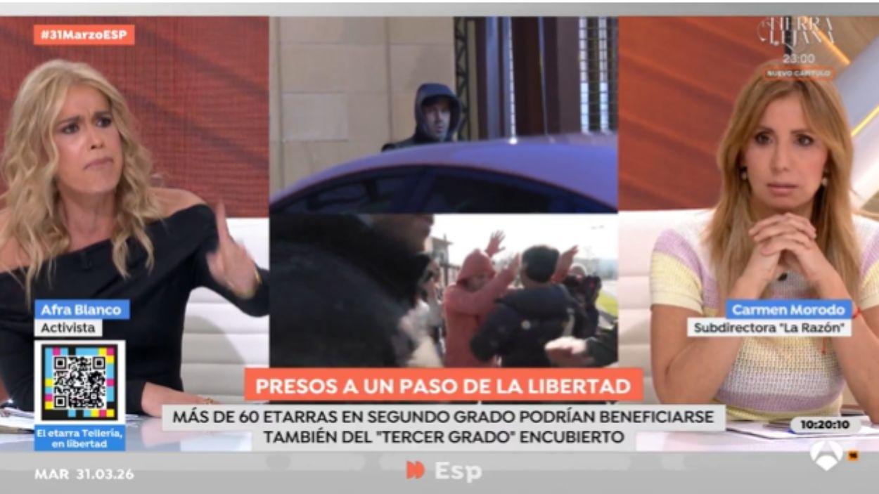 Afra Blanco y Carmen Morodo en 'Espejo Público'. Atresmedia