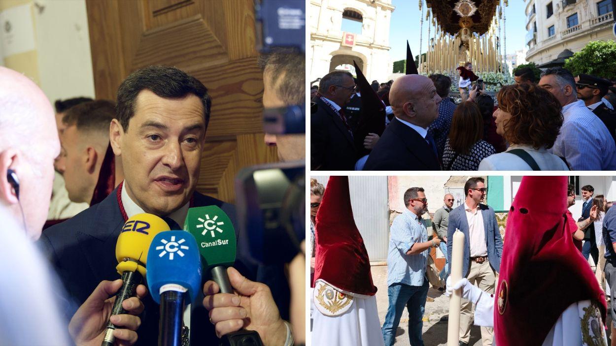 Moreno Bonilla, María Jesús Montero y José Ignacio García, el Martes Santo en Sevilla 