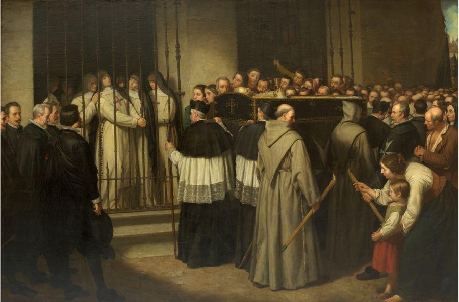 Sor Marcela de San Félix, monja de las Trinitarias Descalzas de Madrid, viendo pasar el entierro de Lope de Vega, su padre