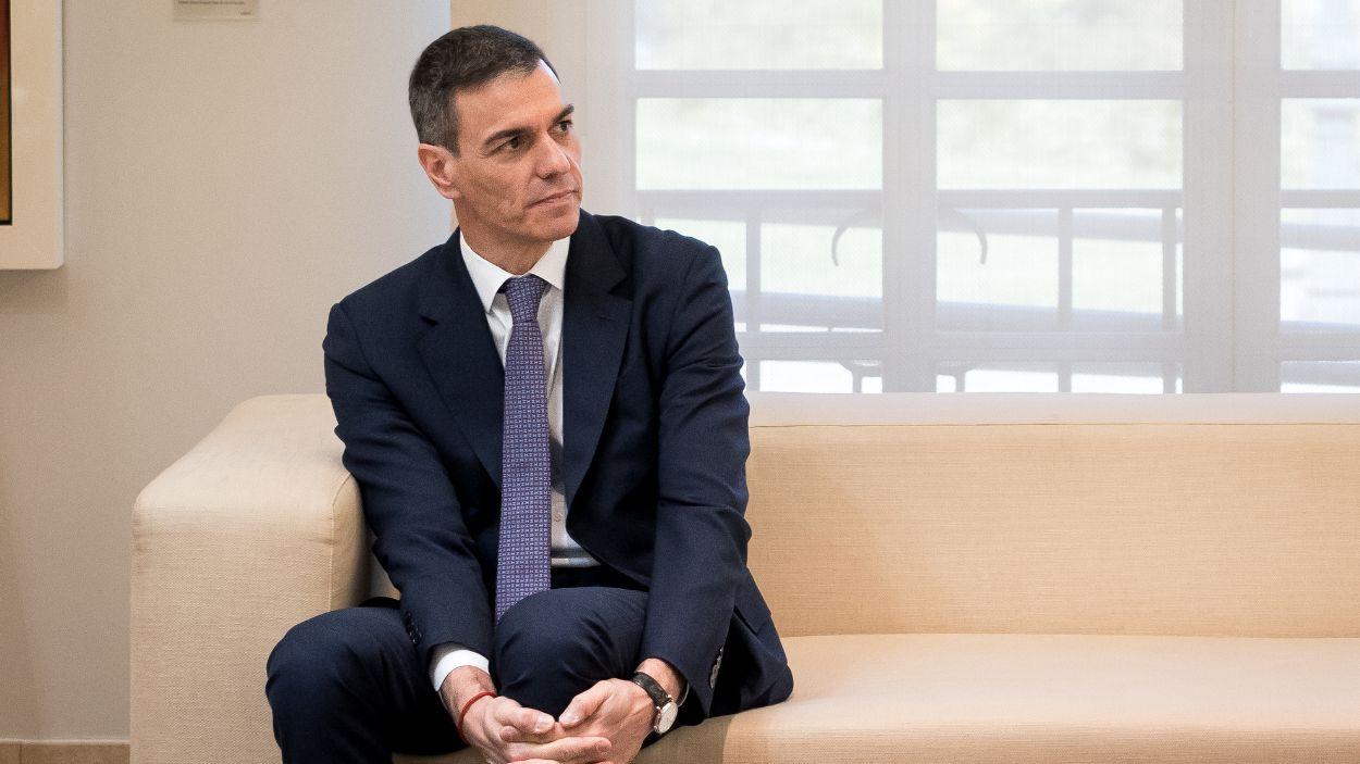 El presidente del Gobierno, Pedro Sánchez, durante una reunión en el Palacio de La Moncloa. EP.