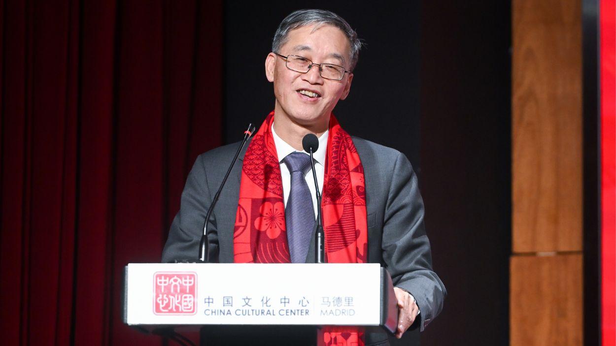 El embajador de la República Popular China en España, Yao Jing, durante la presentación del Año Nuevo Chino de Madrid 
