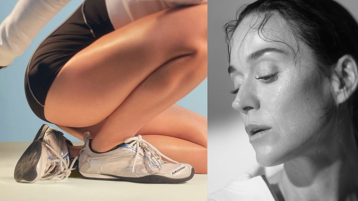 Katy Perry muestra su lado deportivo en la campaña de zapatillas de Balenciaga. Cortesía de Balenciaga