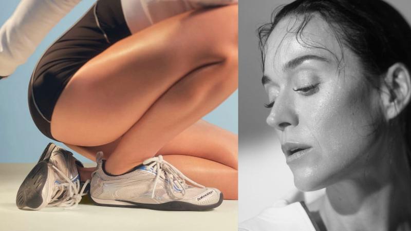 Katy Perry muestra su lado deportivo en la campaña de zapatillas de Balenciaga. Cortesía de Balenciaga