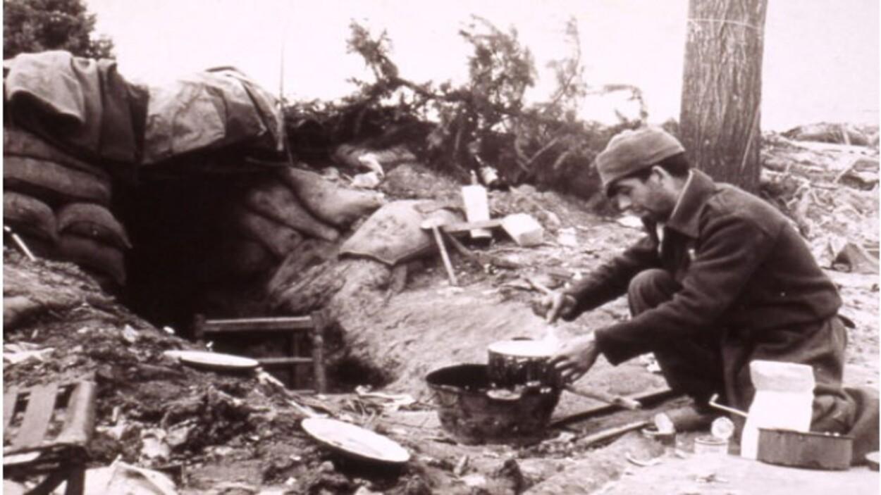 Imagen histórica que se recoge dentro del Centro de Interpretación Soldats a les Trinxeres de Vilalba dels Arcs (Tarragona)
