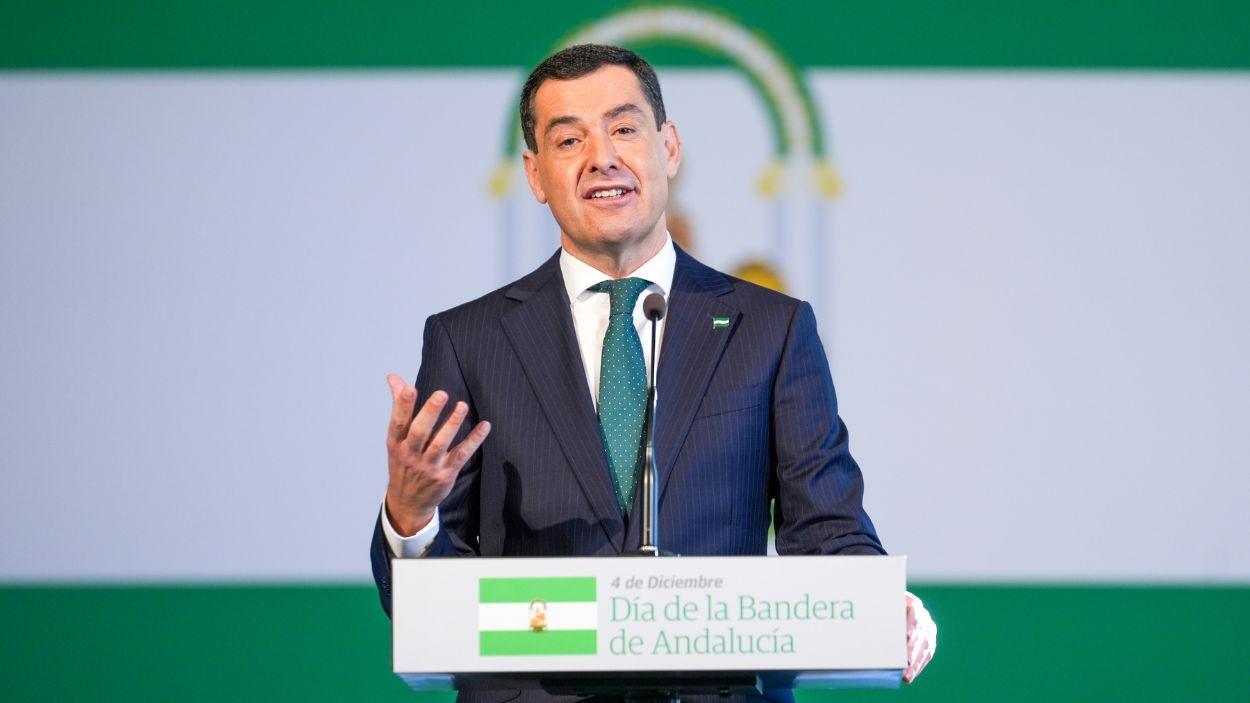 Juanma Moreno en el día de la Bandera de Andalucía. EP