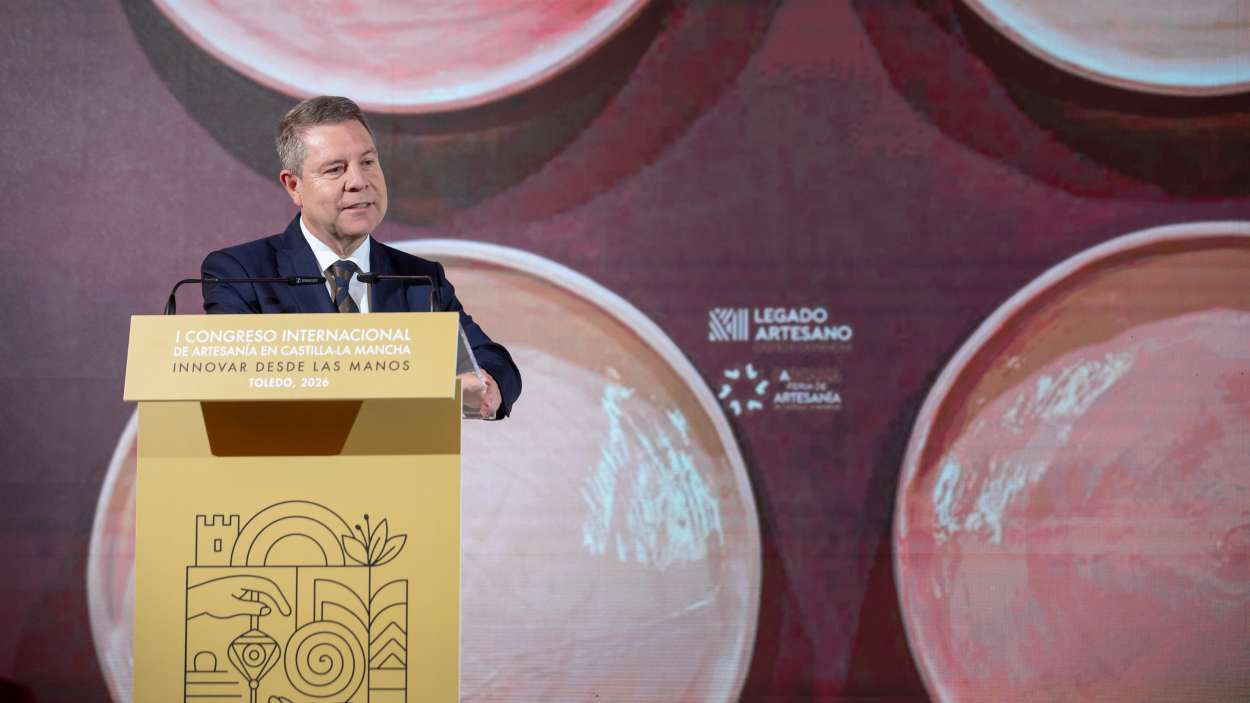 El presidente Emiliano García-Page inaugura el I Congreso Internacional de Artesanía de Castilla-La Mancha. JCCM.