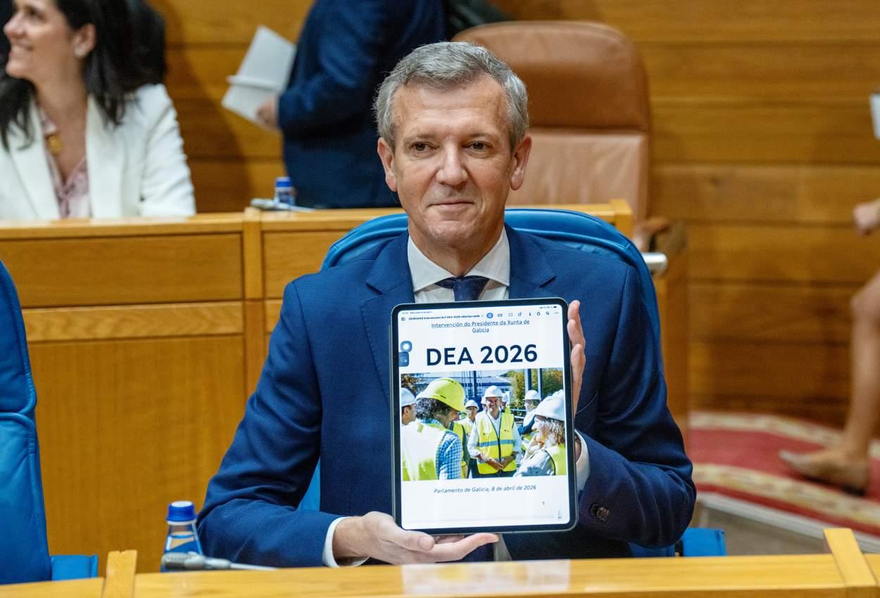 Alfonso Rueda, presidente de la Xunta de Galicia, hoy durante el Debate sobre el Estado de la Autonomía (Foto: Europa Press).