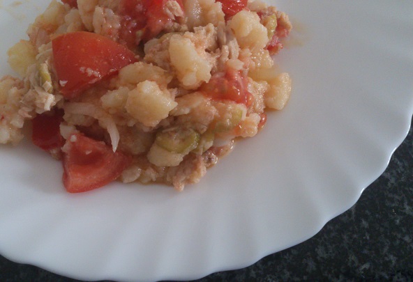 Ensalada castellana y san jacobos con berenjenas