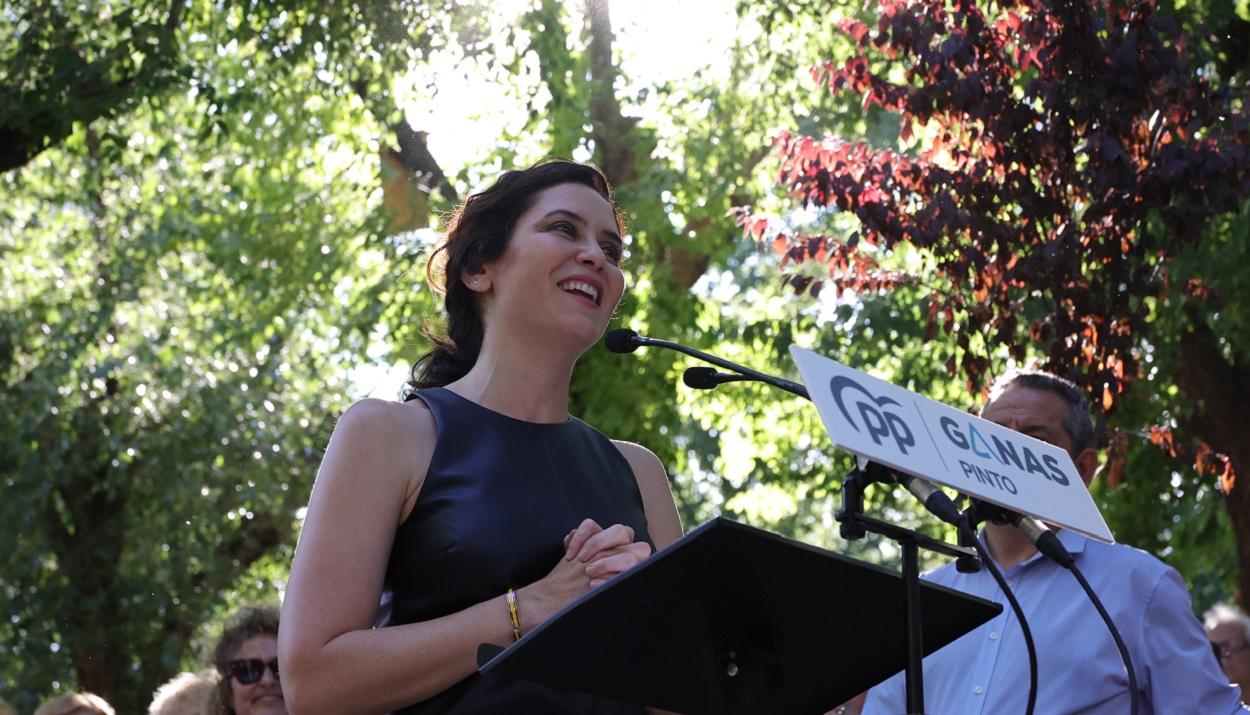 La presidenta de la Comunidad de Madrid, Isabel Díaz Ayuso, en Pinto. EP