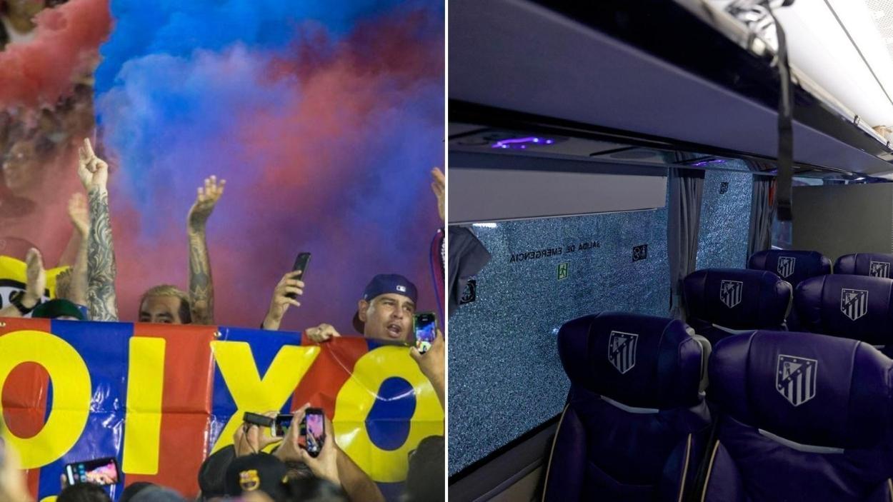 Lluvia de piedras y cristales rotos: el infierno del autobús del Atlético en su llegada al Camp Nou