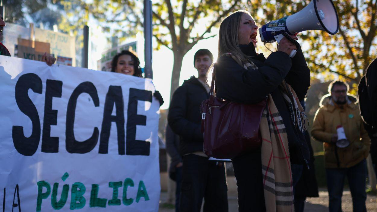 Imagen de protestas de noviembre contra la infrafinanciación de las universidades públicas madrileñas. EP.