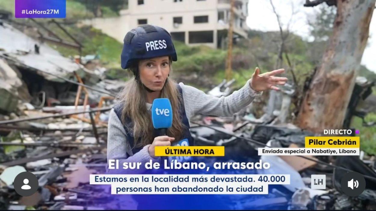 Pilar Cebrián, enviada especial de TVE. TVE 