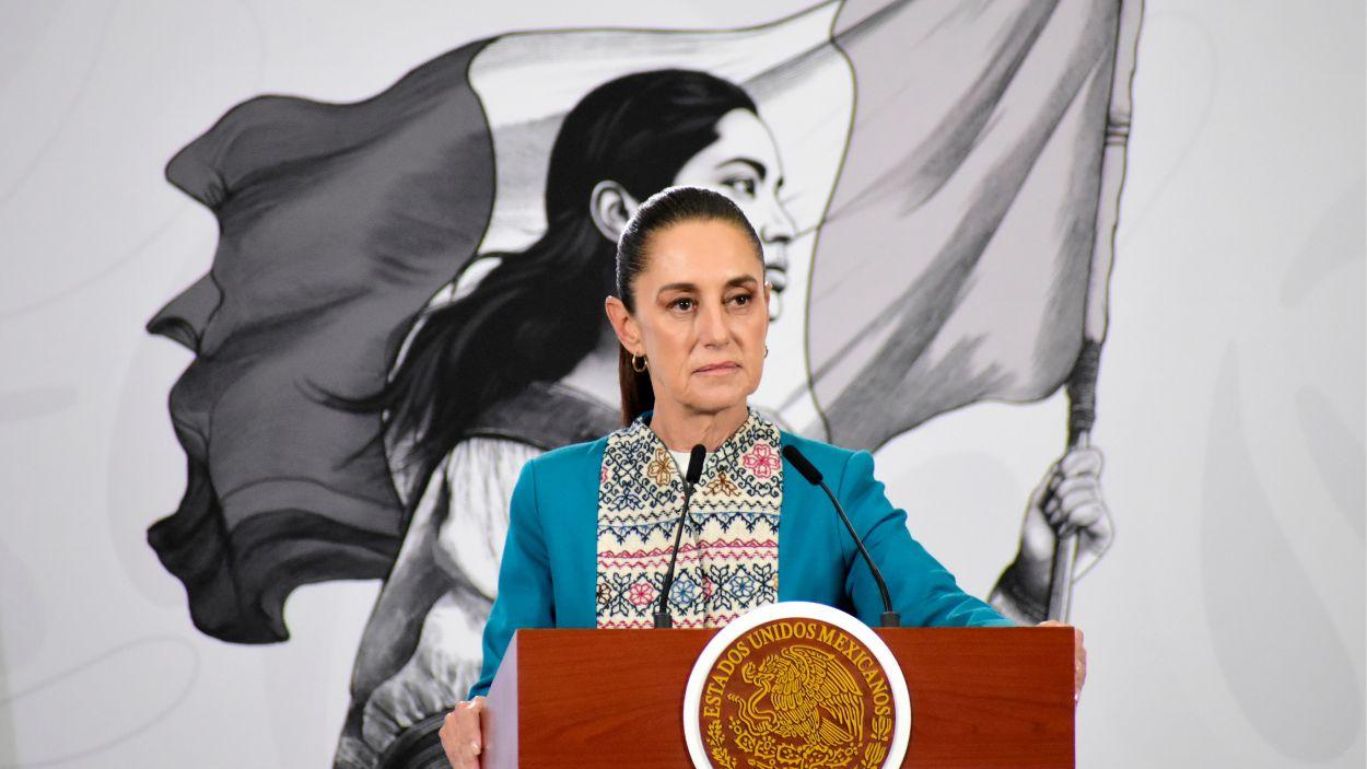La presidenta de México, Claudia Sheinbaum, durante una comparecencia oficial. EP.